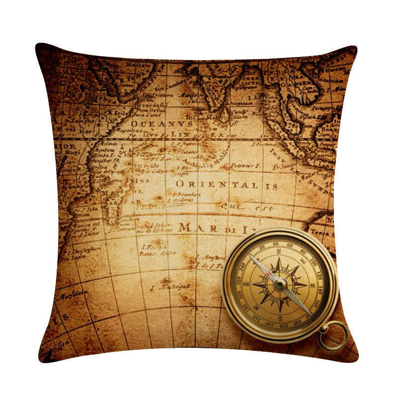 18" Throw Pillow Case Cushion Cover Home Decor Vintage World Map Pattern Cojines Bowlift
