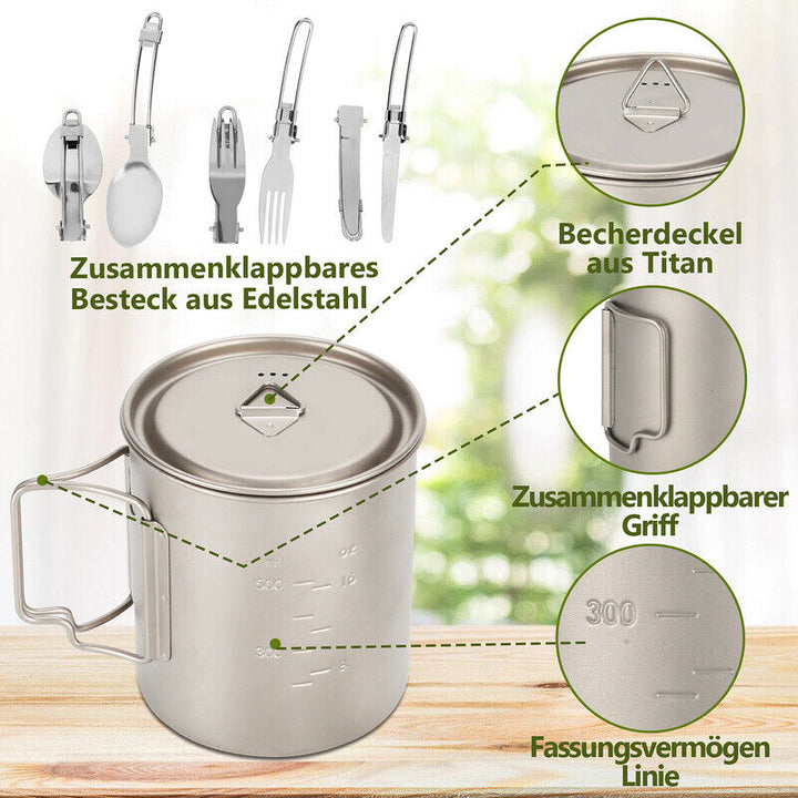Titan Cup Set with Cutlery Forks & Spoons Camping Cups | Bowlift