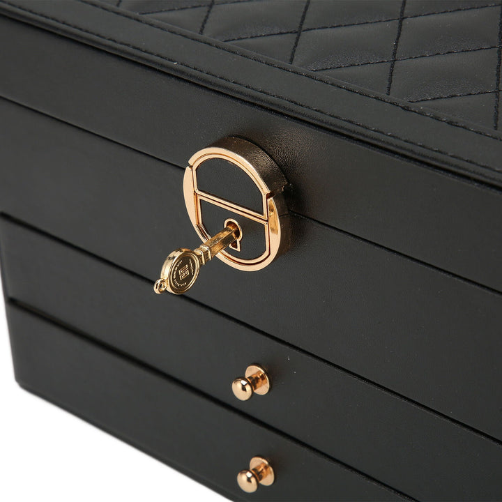 BowLift | Jewelry Box Leather | Lockable Multi-Layer Storage Organizer