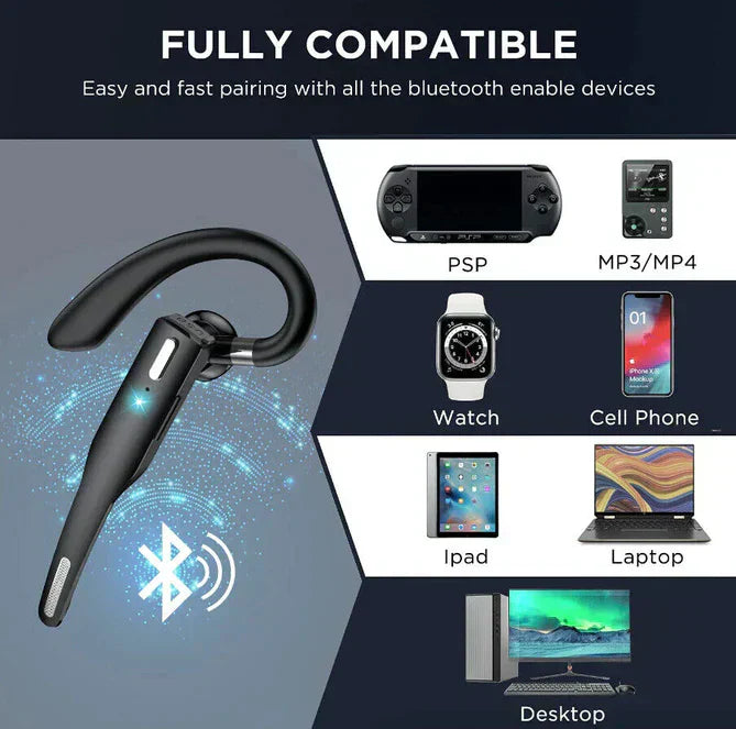 BowLift | Skywave™ | Trucker Dual Mic Wireless Bluetooth 5.1 Noise Cancelling Headset & Earbuds for Clear Communication & Hands-Free Use