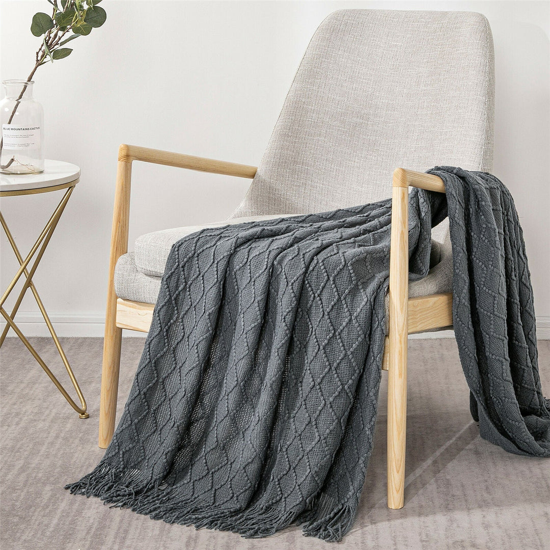 Boho Knit Blanket Throw Tassel Plaid Travel Throw Large Blankets For Sofa Bed Bowlift