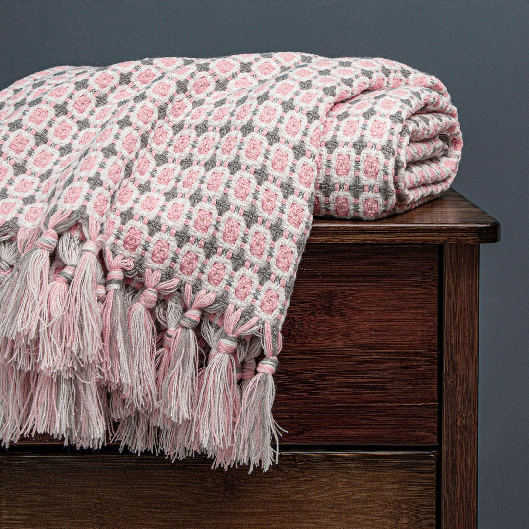 Boho Knit Blanket Throw Tassel Plaid Travel Throw Large Blankets For Sofa Bed Bowlift