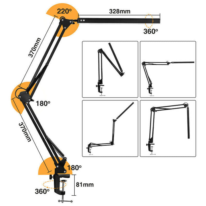 LED Desk Lamp Clamp Light Dimmable 10W | Bowlift