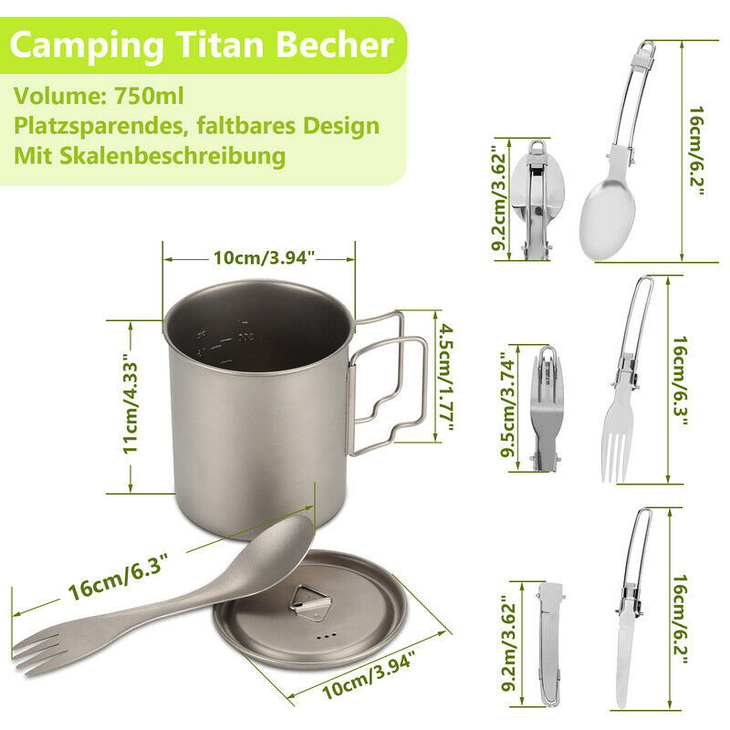 Titan Cup Set with Cutlery Forks & Spoons Camping Cups | Bowlift