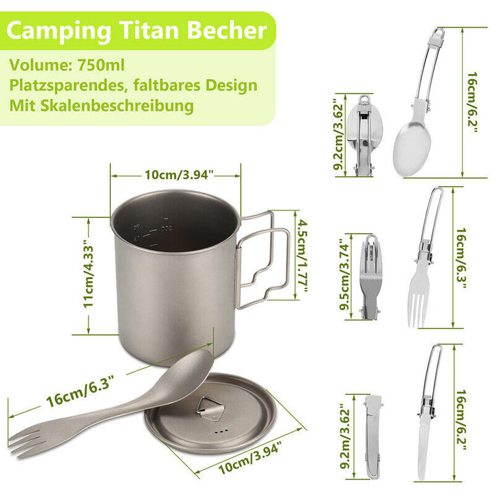 Titan Cup Set with Cutlery Forks & Spoons Camping Cups | Bowlift