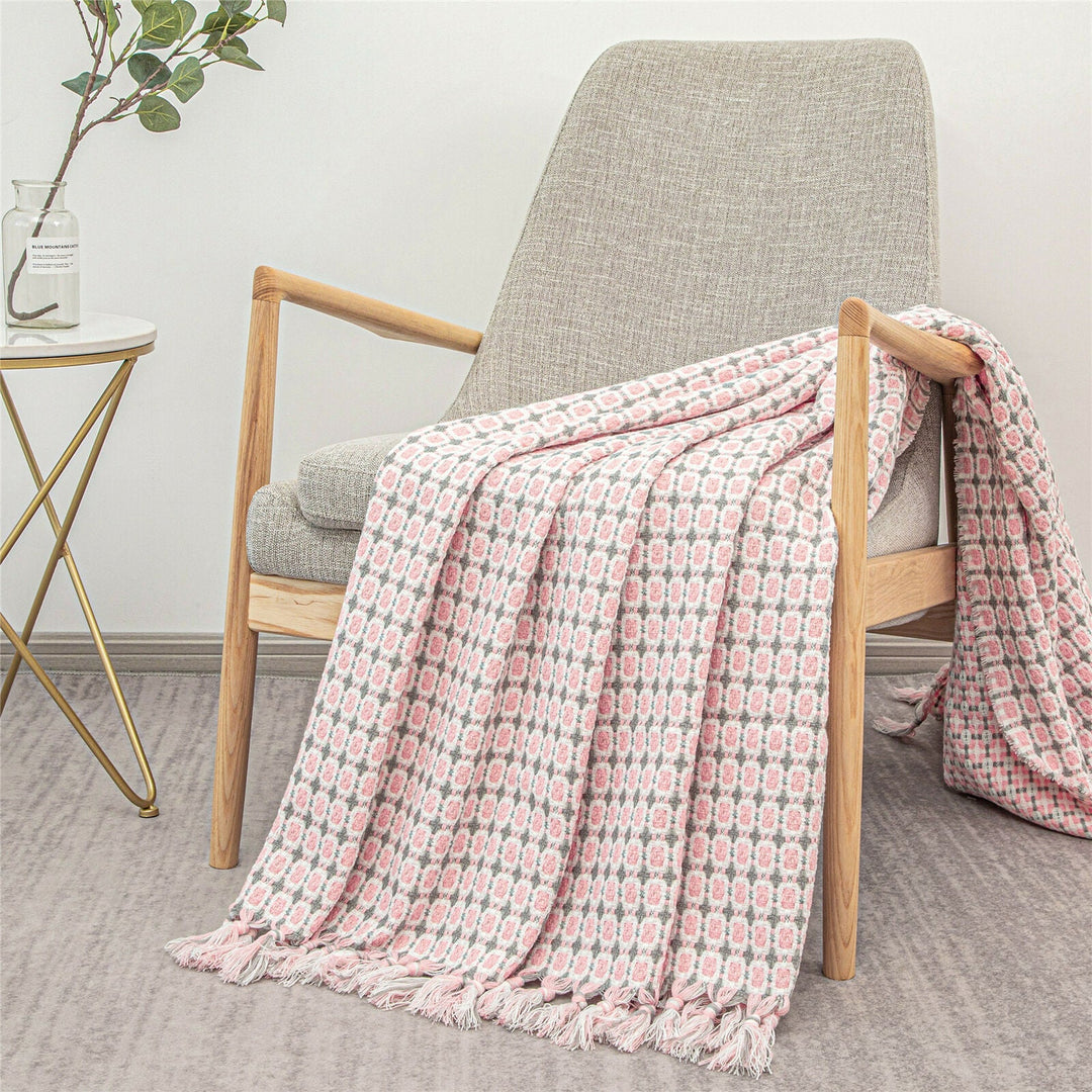 Boho Knit Blanket Throw Tassel Plaid Travel Throw Large Blankets For Sofa Bed Bowlift
