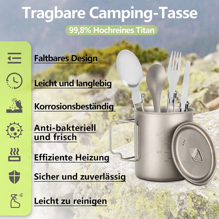 Titan Cup Set with Cutlery Forks & Spoons Camping Cups | Bowlift