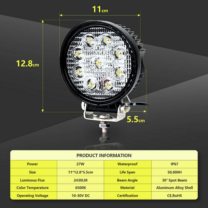 LED Work Spotlight 6X 27W Spotlight | Bowlift