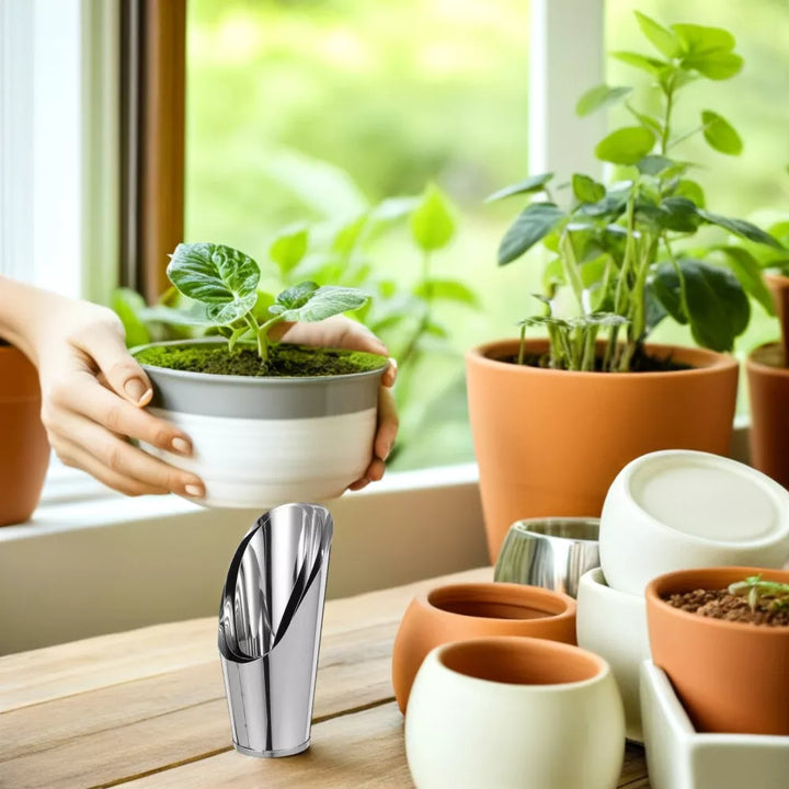 BowLift | Stainless Steel Scoop for Potting Soil – Robust Planting Scoop for Garden and Balcony