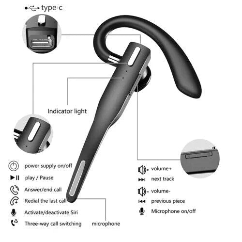 BowLift | Skywave™ | Trucker Dual Mic Wireless Bluetooth 5.1 Noise Cancelling Headset & Earbuds for Clear Communication & Hands-Free Use