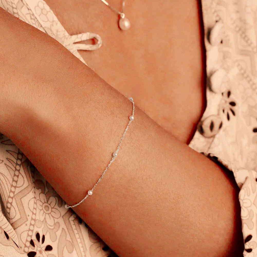 BowLift | S925 Dainty Satellite Pearl Chain Bracelet