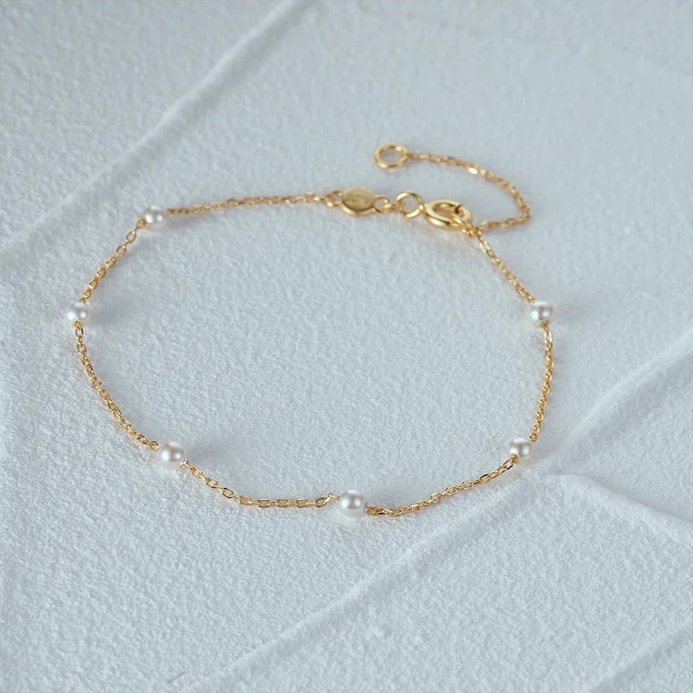 BowLift | S925 Dainty Satellite Pearl Chain Bracelet