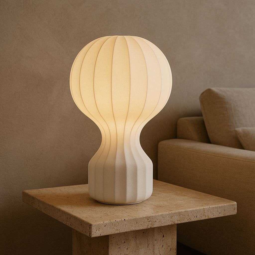 BowLift | Silka | Wabi Sabi Silk Table Lamp – Warm LED Light
