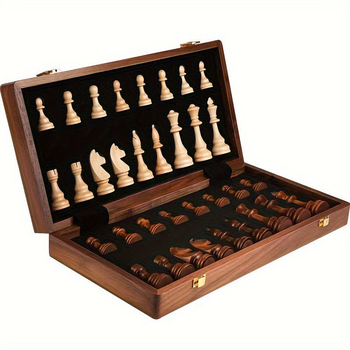 Wooden chess set foldable with chess pieces | Bowlift