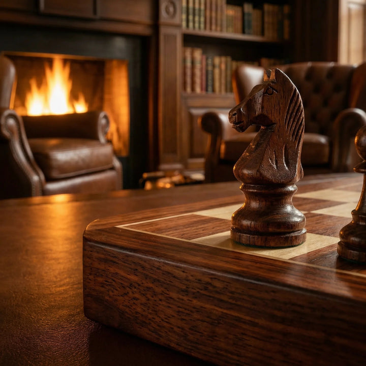 Wooden chess set foldable with chess pieces | Bowlift