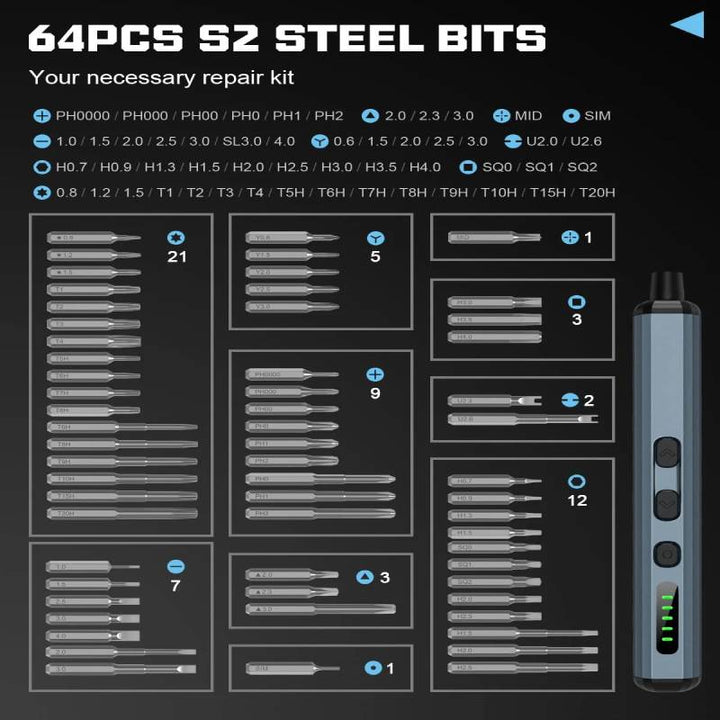 BowLift | 68-In-1 Precision Electric Screwdriver Set