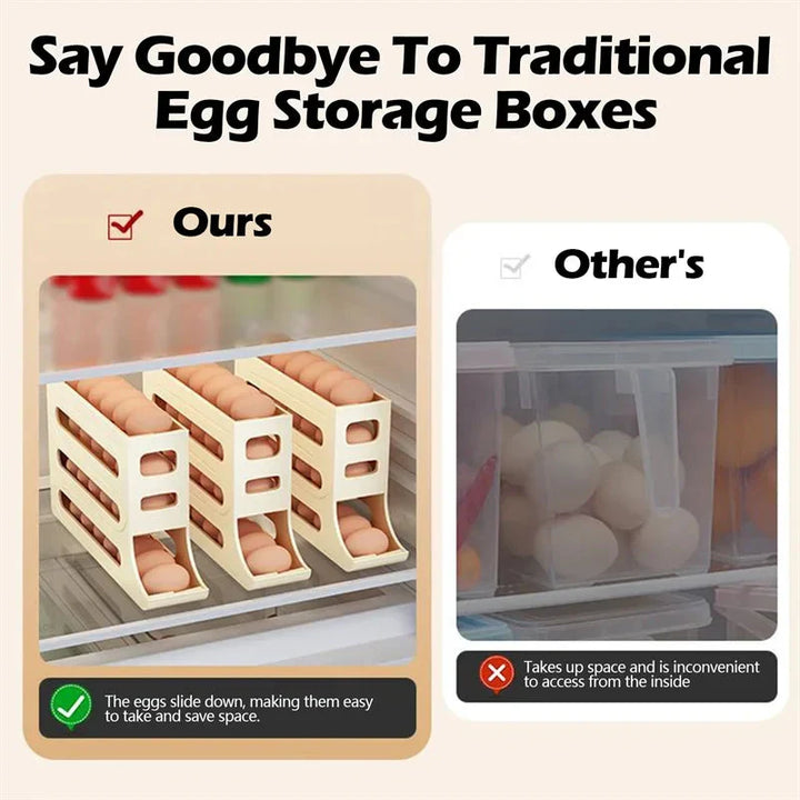 Scrolling Egg Rack Holder Space Saving Egg Storage Case | Bowlift