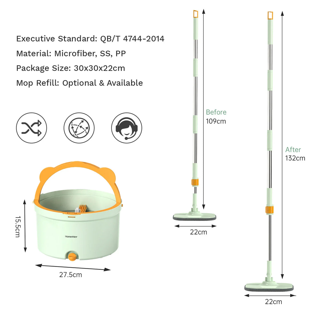 BowLift | Self-Rotating Flat Mop with Bucket - SpinMop
