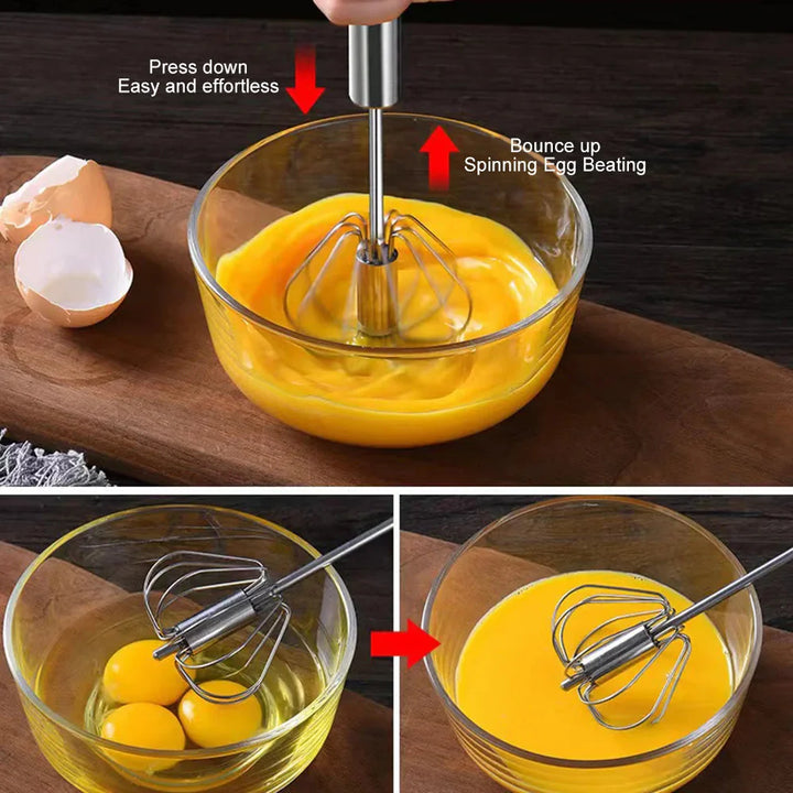 Semi-automatic Egg Beater Stainless Steel Whisk Press Type Egg Beater | Bowlift