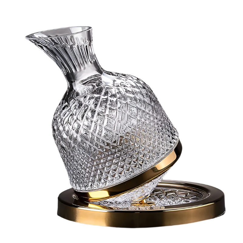 BowLift | Rotating Crystal Decanter at a High Level