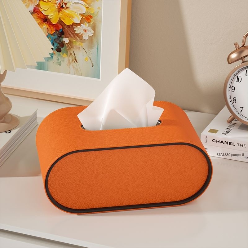BowLift | TissuLuxe Oval – Leather Tissue Box Cover for Living Room, Car & Office