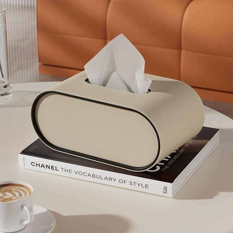 BowLift | TissuLuxe Oval – Leather Tissue Box Cover for Living Room, Car & Office