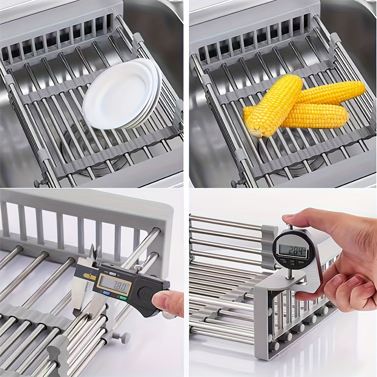 BowLift | Expandable Sink Draining Rack – Space-saving Dish and Vegetable Holder for the Kitchen
