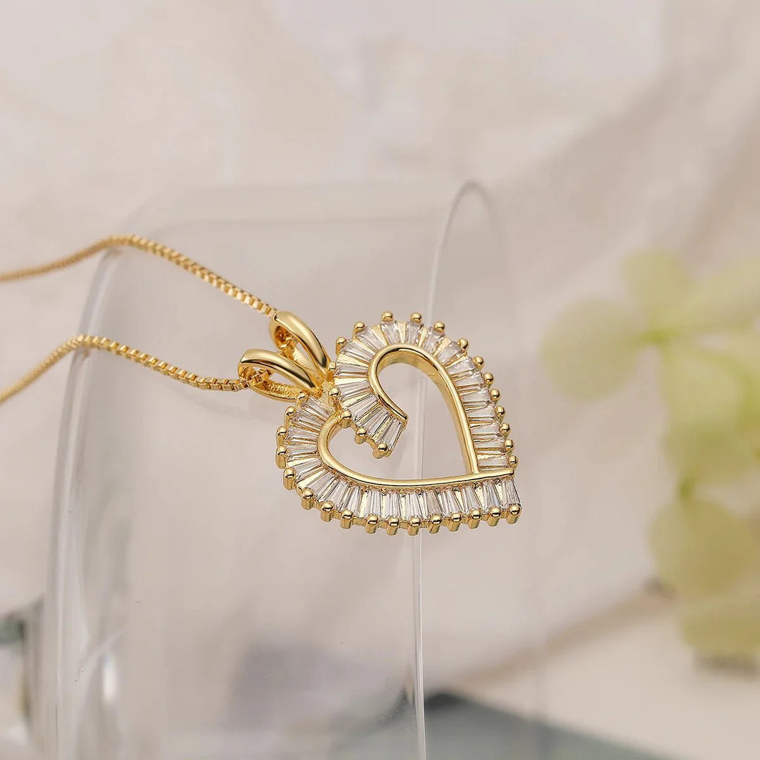 BowLift | Shimmering Diamond Accented Heart Necklaces