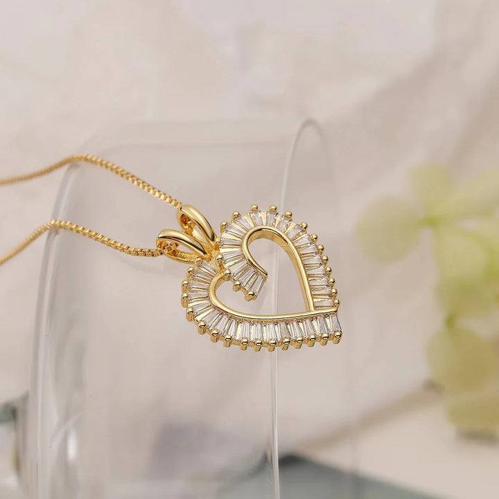 BowLift | Shimmering Diamond Accented Heart Necklaces