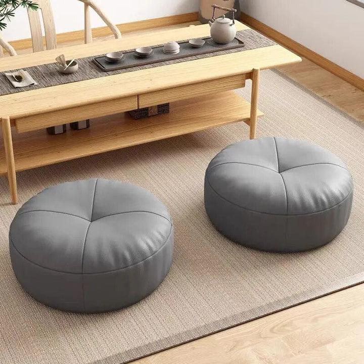 Zen Cushion – Round Japanese Sitting Cushion made of Nappa Leather in Tatami Style | Bowlift