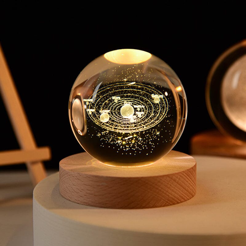 BowLift | 3D Crystal Ball Night Light With Wood Base