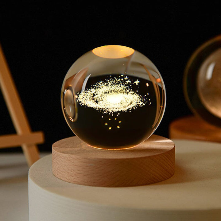 BowLift | 3D Crystal Ball Night Light With Wood Base