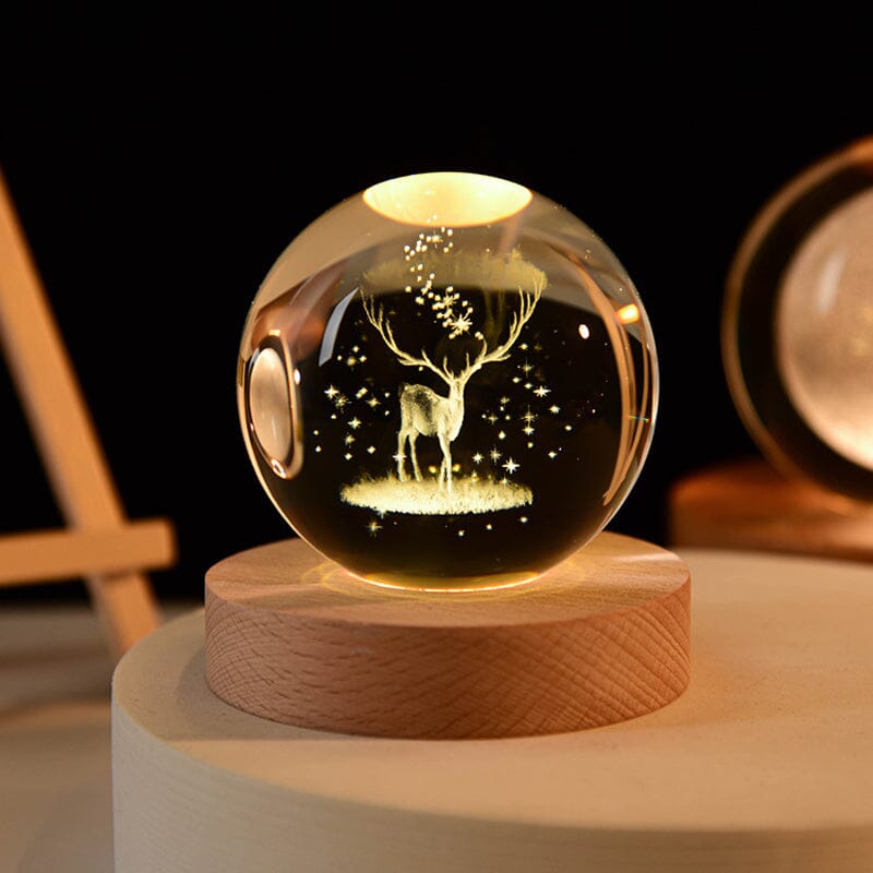 BowLift | 3D Crystal Ball Night Light With Wood Base