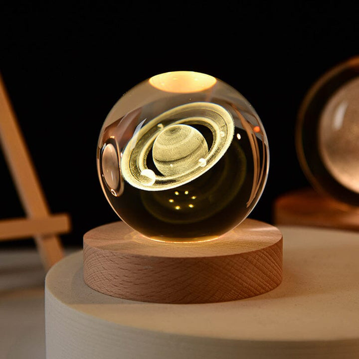 BowLift | 3D Crystal Ball Night Light With Wood Base