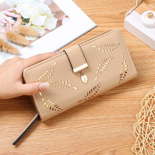 BowLift | Long wallet for women with leaf pattern
