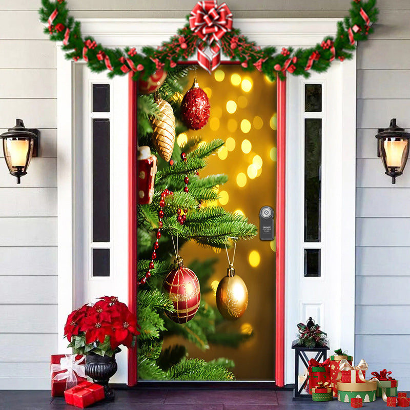 BowLift | Christmas Door Decoration | Fabric Door Cover | Washable & Reusable