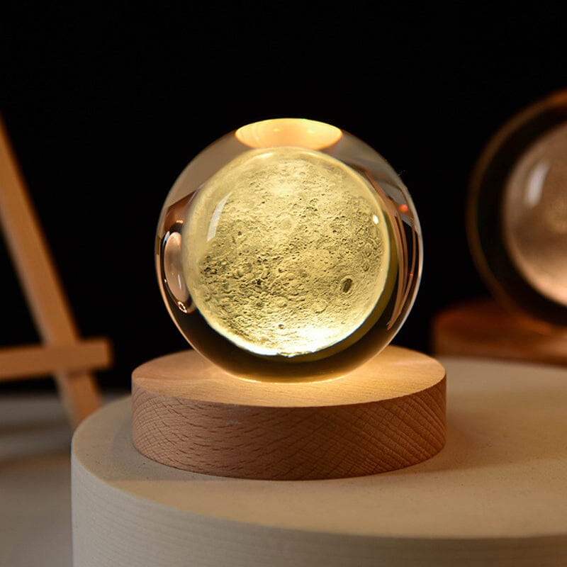 BowLift | 3D Crystal Ball Night Light With Wood Base