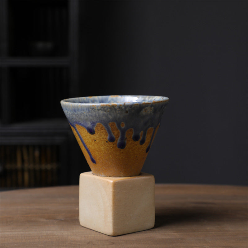 Coarse Pottery Coffee Mug with Base Conical Couture Cup & Base Set | Bowlift