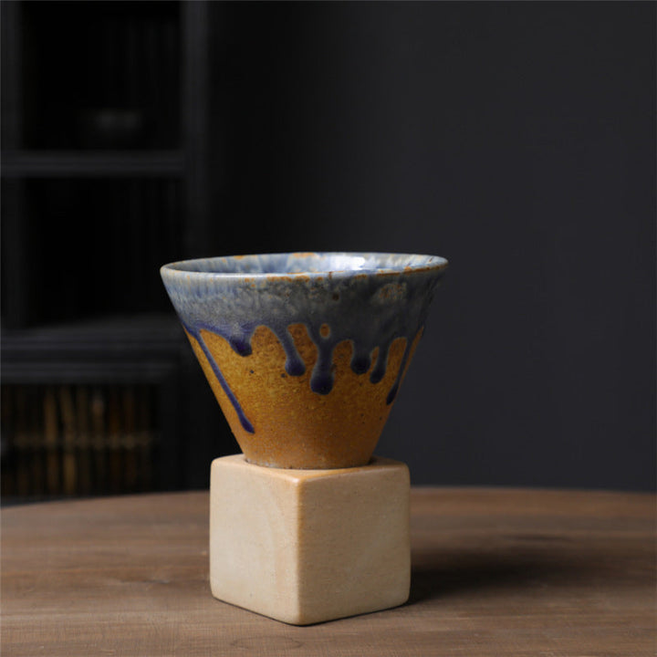 Coarse Pottery Coffee Mug with Base Conical Couture Cup & Base Set | Bowlift