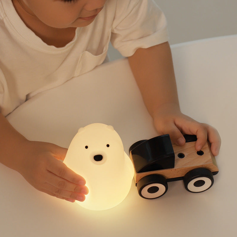BowLift | Squeezeable Silicone White Bear LED Night Light - Perfect Gift for Kids and Girls