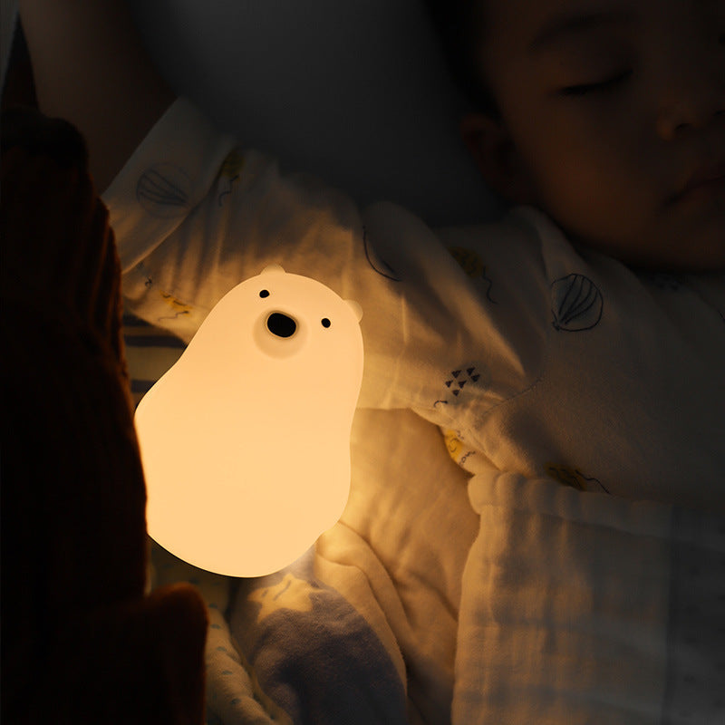 BowLift | Squeezeable Silicone White Bear LED Night Light - Perfect Gift for Kids and Girls
