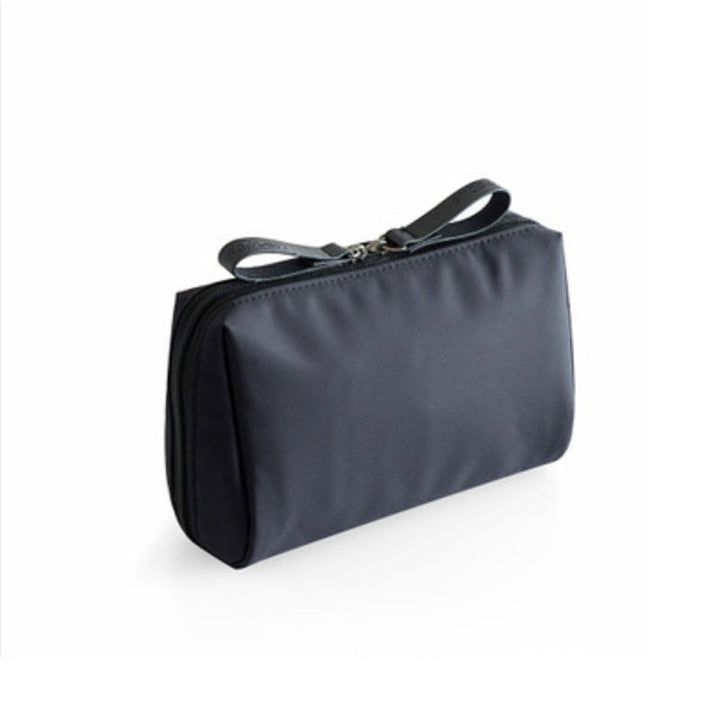 Solid color cosmetic bag with double zipper | Bowlift