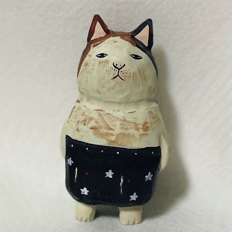 Handmade Cute Cat Wood Carving Ornaments | Bowlift