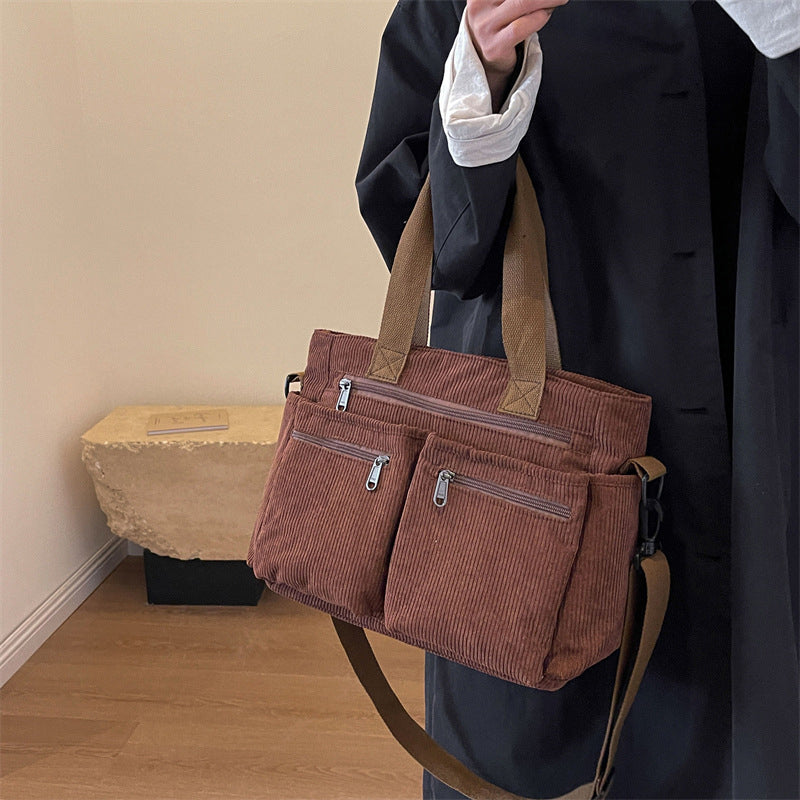 Single-colored Corduroy Tote Bag | Bowlift