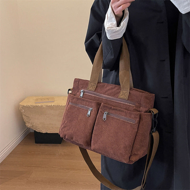 Single-colored Corduroy Tote Bag | Bowlift