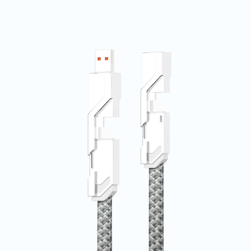 BowLift | 4-in-1 Flat Braided Anti-tangle Charger Cable with Velcro