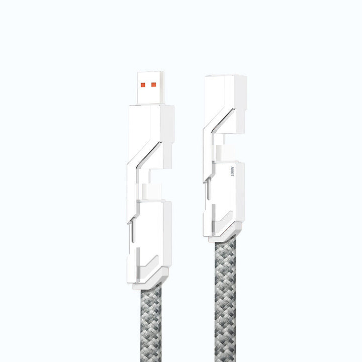 BowLift | 4-in-1 Flat Braided Anti-tangle Charger Cable with Velcro