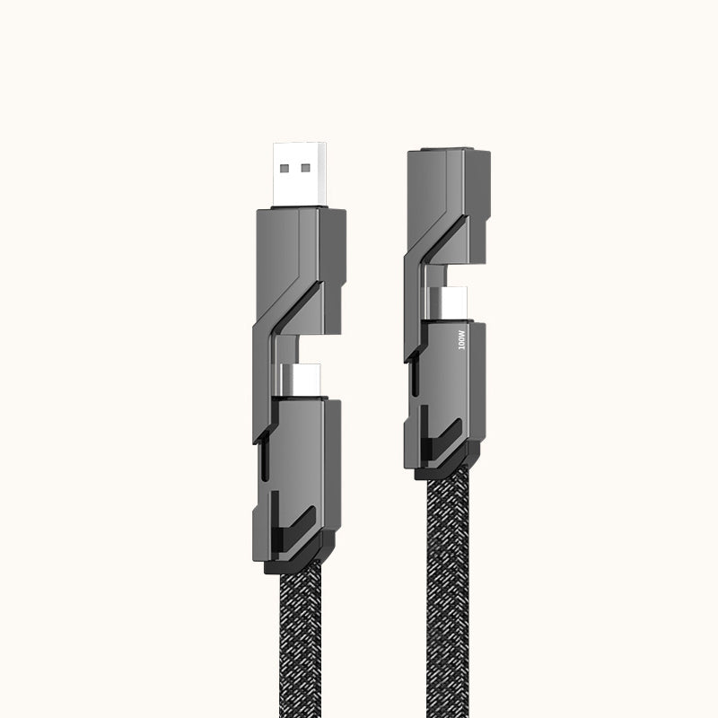 BowLift | 4-in-1 Flat Braided Anti-tangle Charger Cable with Velcro