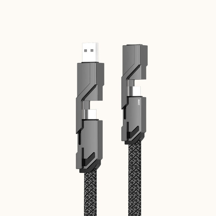 BowLift | 4-in-1 Flat Braided Anti-tangle Charger Cable with Velcro