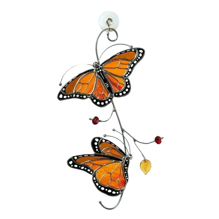 Stained Monarch Butterfly Glass Window Decor | Bowlift